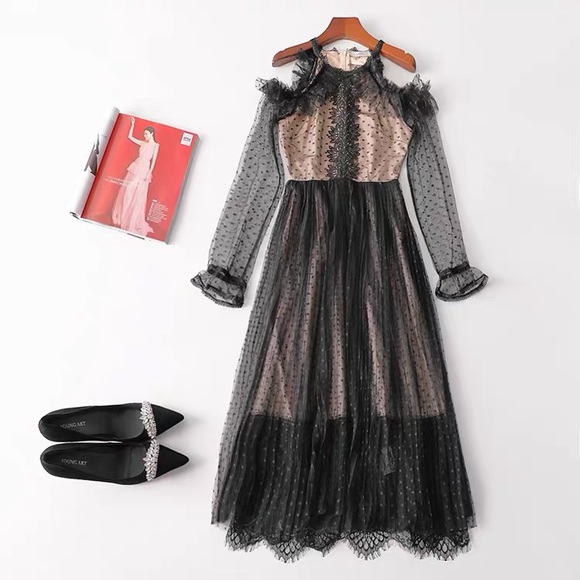 lace dress black pink for girls women - Picture 2 of 5